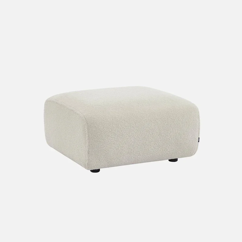 Pouf repose-pieds Wallas 2 places tissu bouclette crème salon cosy