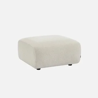 Pouf repose-pieds Wallas 2 places tissu bouclette crème salon cosy