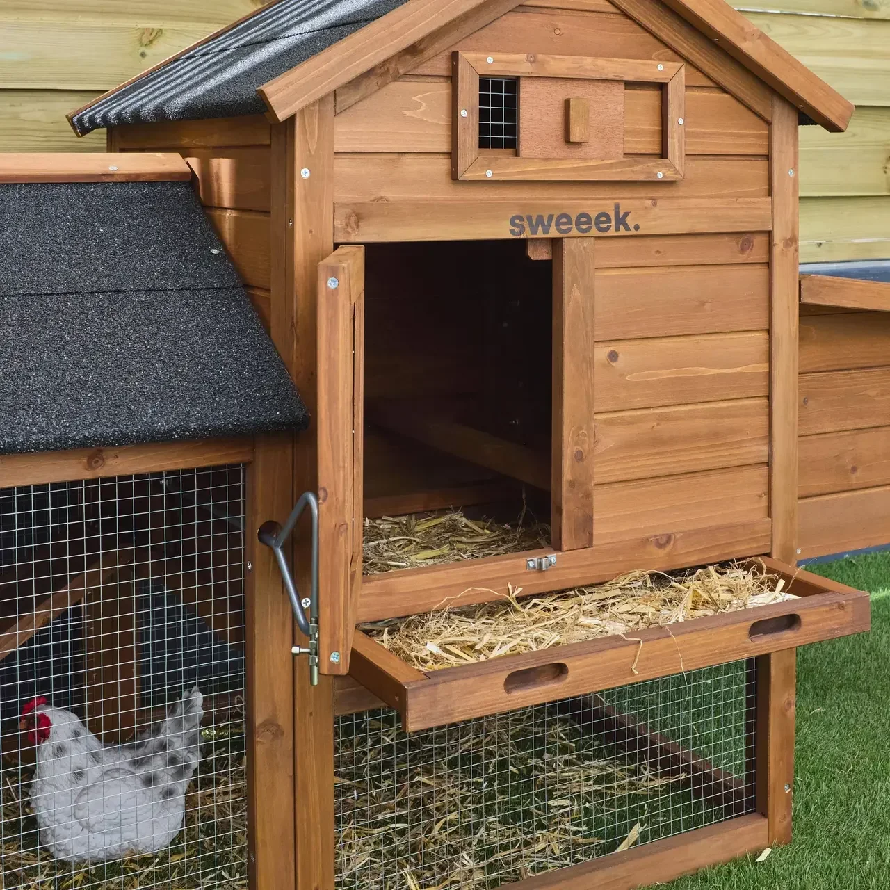 Poulailler bois sapin 3 poules enclos extérieur Galinette