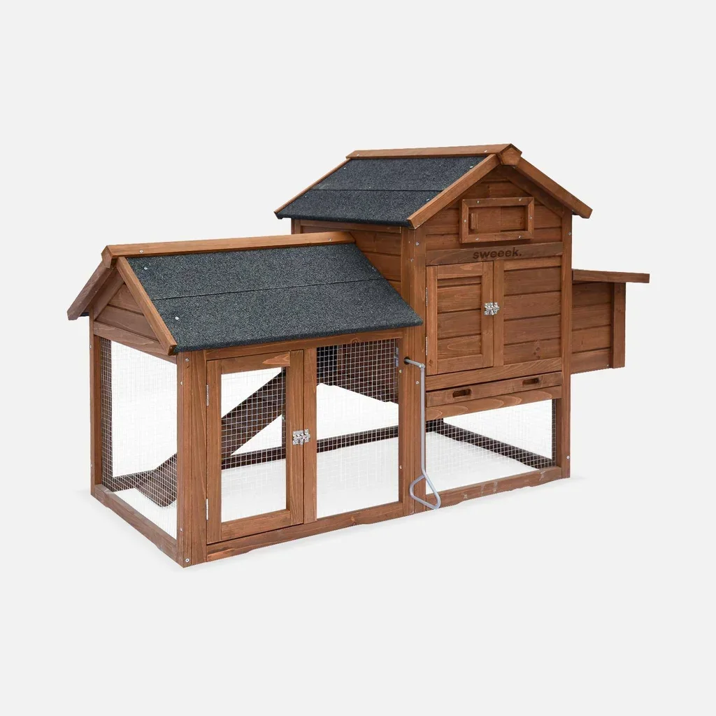 Poulailler bois sapin 3 poules enclos extérieur Galinette