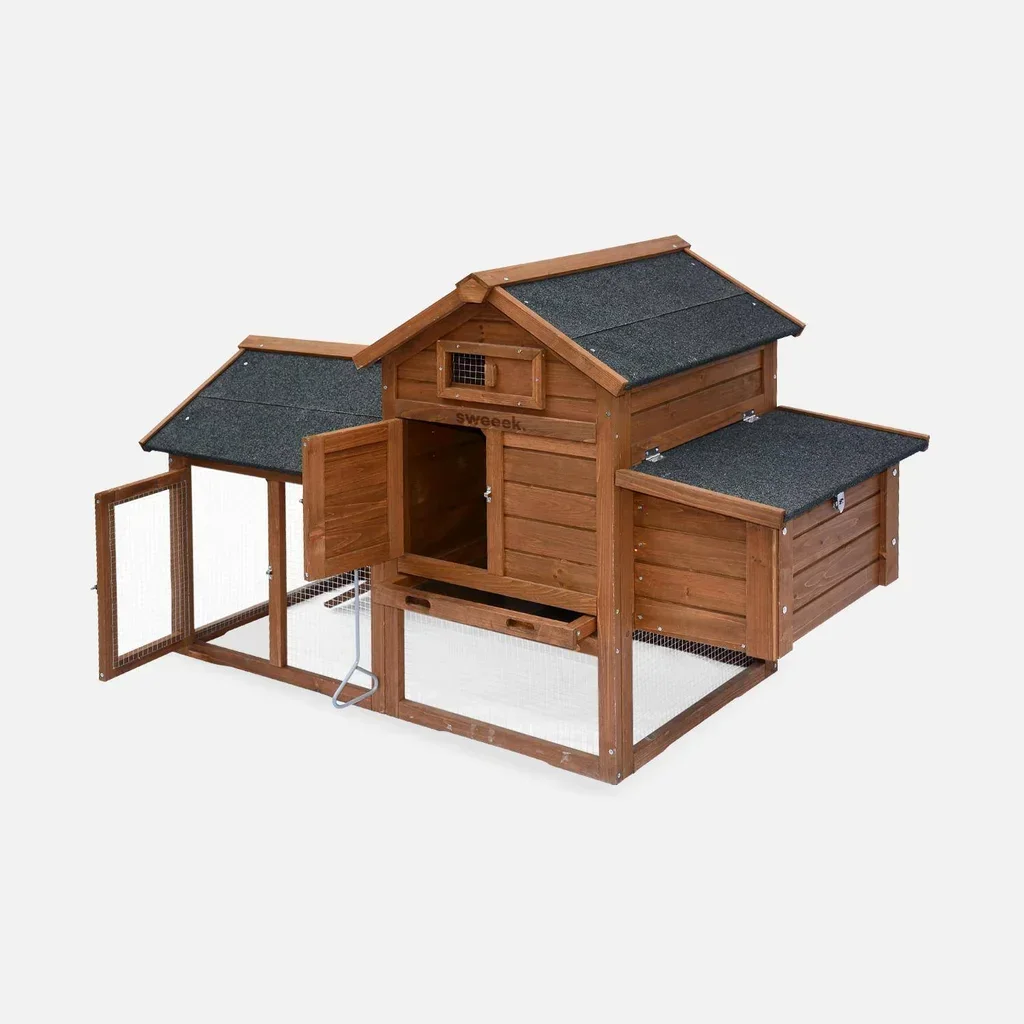 Poulailler bois sapin 3 poules enclos extérieur Galinette