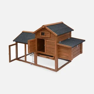 Poulailler bois sapin 3 poules enclos extérieur Galinette