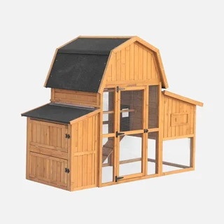 Poulailler bois sapin 6 poules Gasconne toit double pente