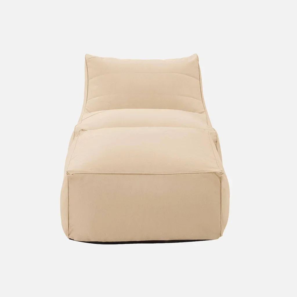 Chauffeuse 2 places beige avec repose-pied extérieur oléfine 70x70cm