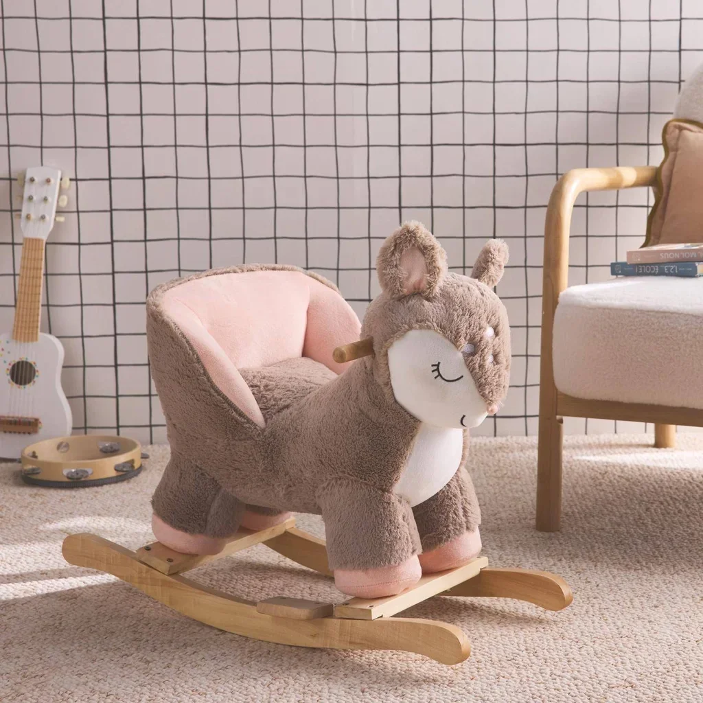 Rocking Chair Faon Enfant Bois - Siège à Bascule Bébé 12 Mois+