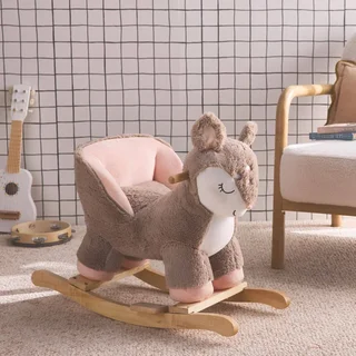 Rocking Chair Faon Enfant Bois - Siège à Bascule Bébé 12 Mois+