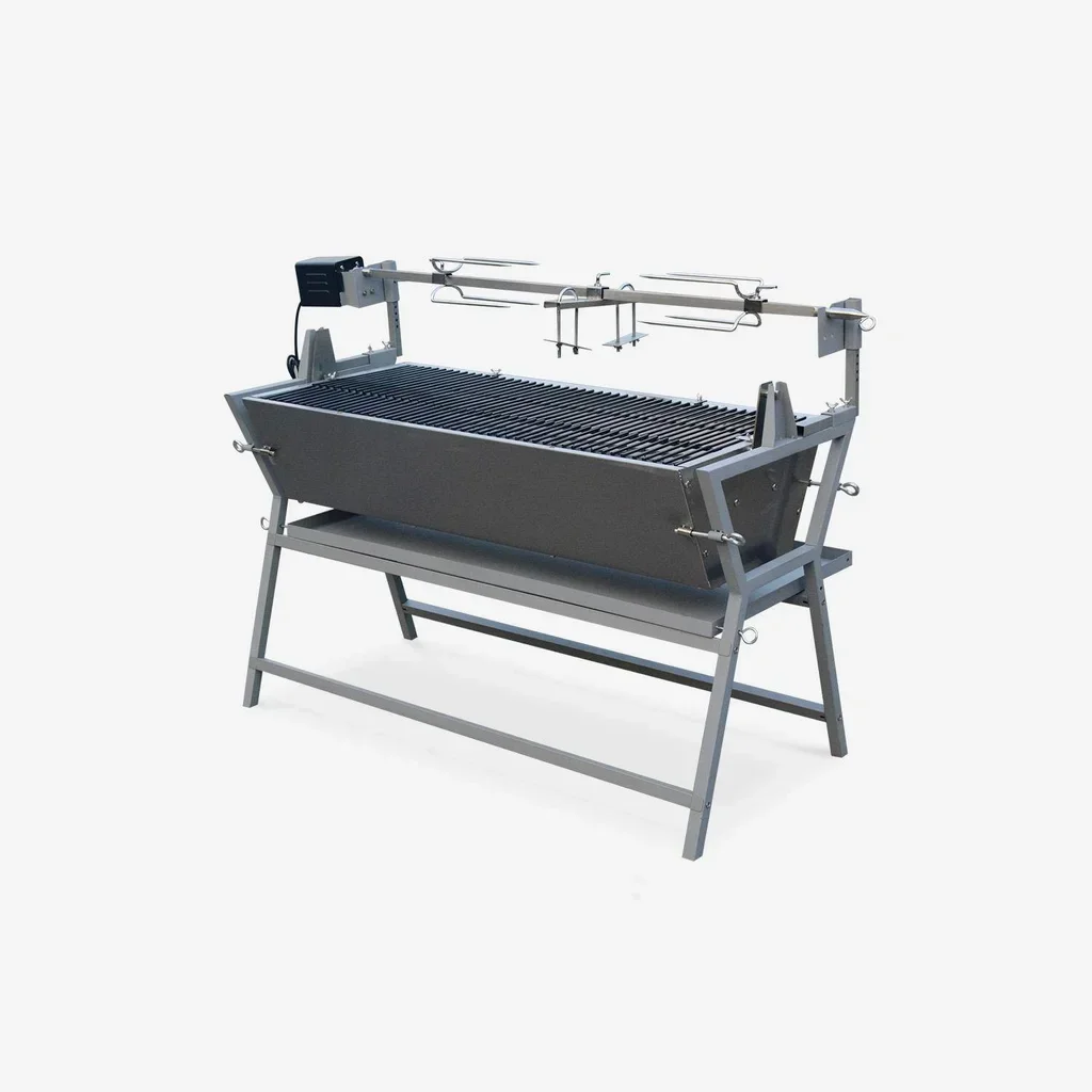 Rôtissoire charbon motorisée inox inclinable tournebroche Mathurin