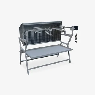 Rôtissoire charbon motorisée inox inclinable tournebroche Mathurin