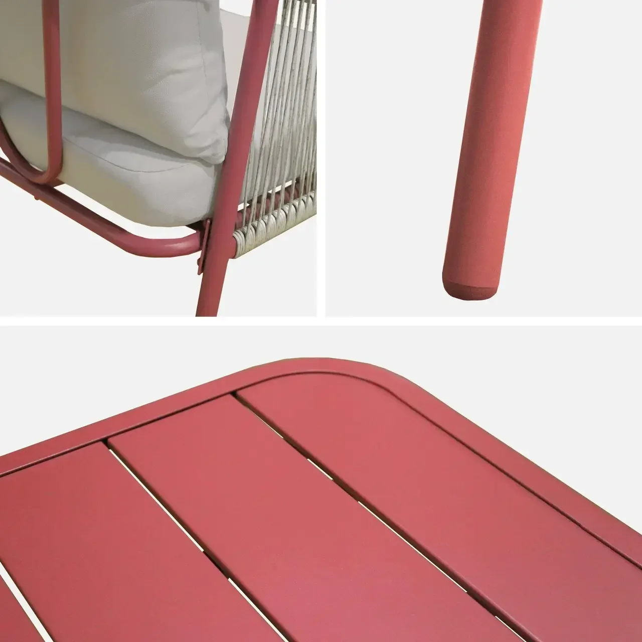 Salon de jardin Fiora 4 places acier avec coussins confortables