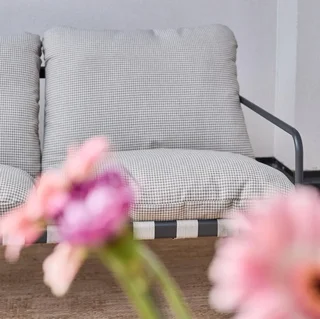Salon de jardin Alcamo 4 places acier kaki beige avec table basse