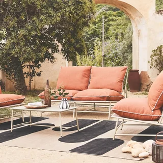 Set jardín 4 plazas Sofia acero textilene caqui beige terraza balcón