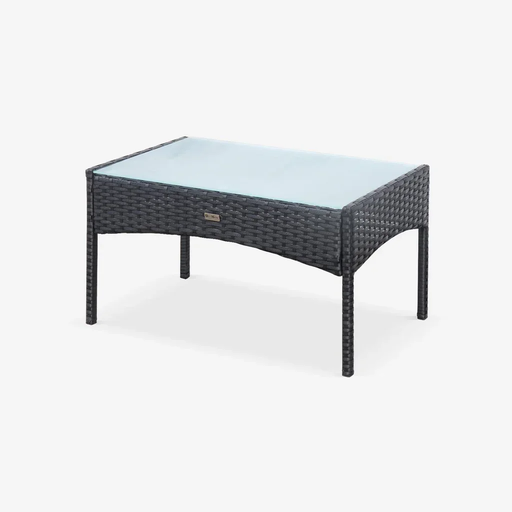 Set giardino 4 posti rattan sintetico Moltès con tavolino vetro