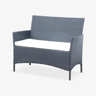 Set giardino 4 posti rattan sintetico Moltès con tavolino vetro