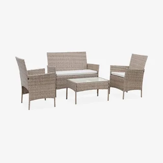 Salotto da giardino 4 posti rattan sintetico Moltès - Divano, poltrone e tavolino