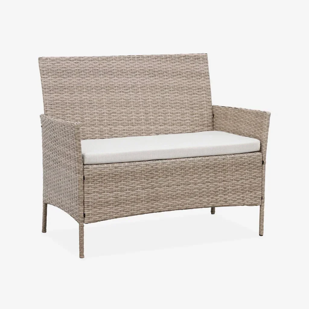 Salotto da giardino 4 posti rattan sintetico Moltès - Divano, poltrone e tavolino