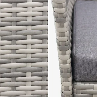 Set giardino 4 posti rattan sintetico Moltès - Divano, 2 poltrone e tavolino vetro