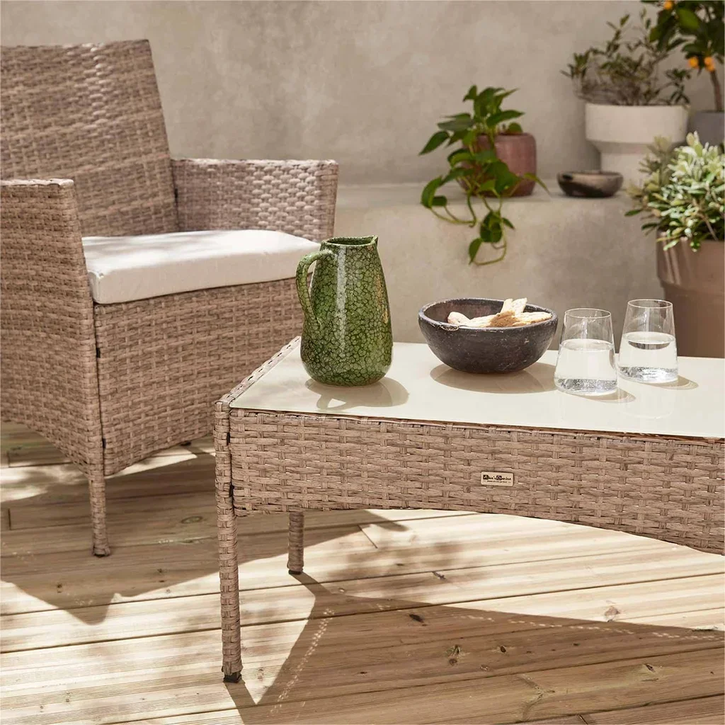 Salotto da giardino 4 posti rattan sintetico Moltès - Divano, poltrone e tavolino