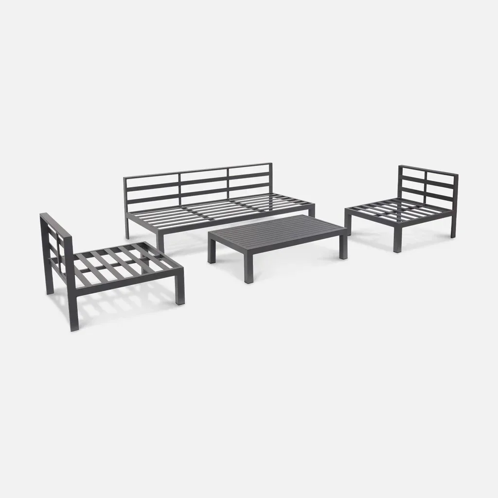 Set giardino alluminio 5 posti XXL Rieti - divano e poltrone confortevoli
