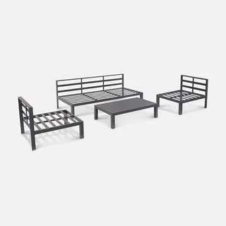 Set giardino alluminio 5 posti XXL Rieti - divano e poltrone confortevoli