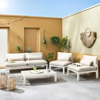Set da giardino in alluminio XXL 5 posti Rieti con cuscini confortevoli