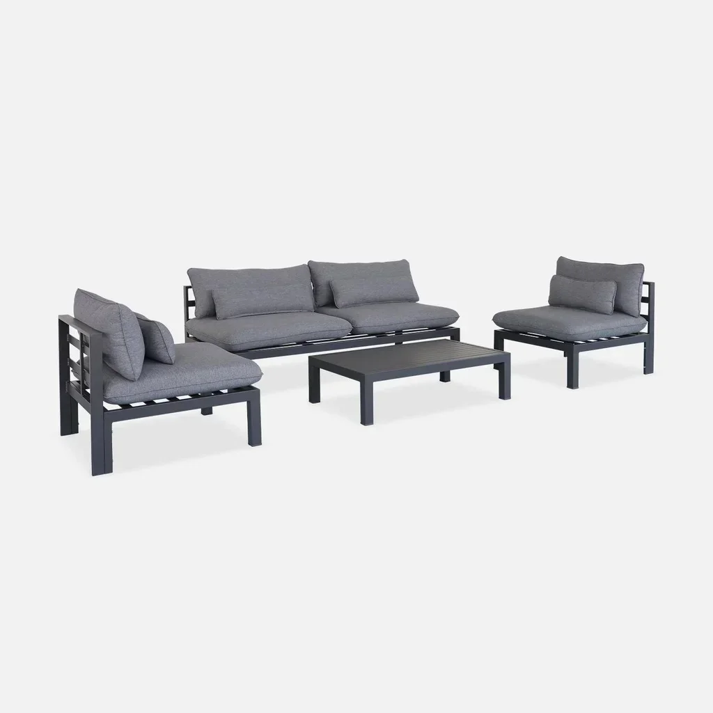Set giardino alluminio 5 posti XXL Rieti - divano e poltrone confortevoli