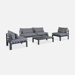Set giardino alluminio 5 posti XXL Rieti - divano e poltrone confortevoli