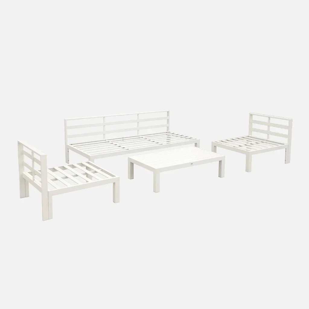 Set da giardino in alluminio XXL 5 posti Rieti con cuscini confortevoli