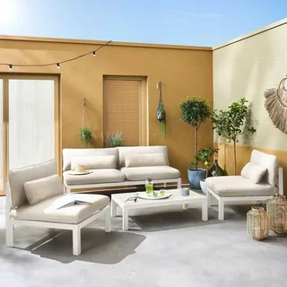 Set da giardino in alluminio XXL 5 posti Rieti con cuscini confortevoli
