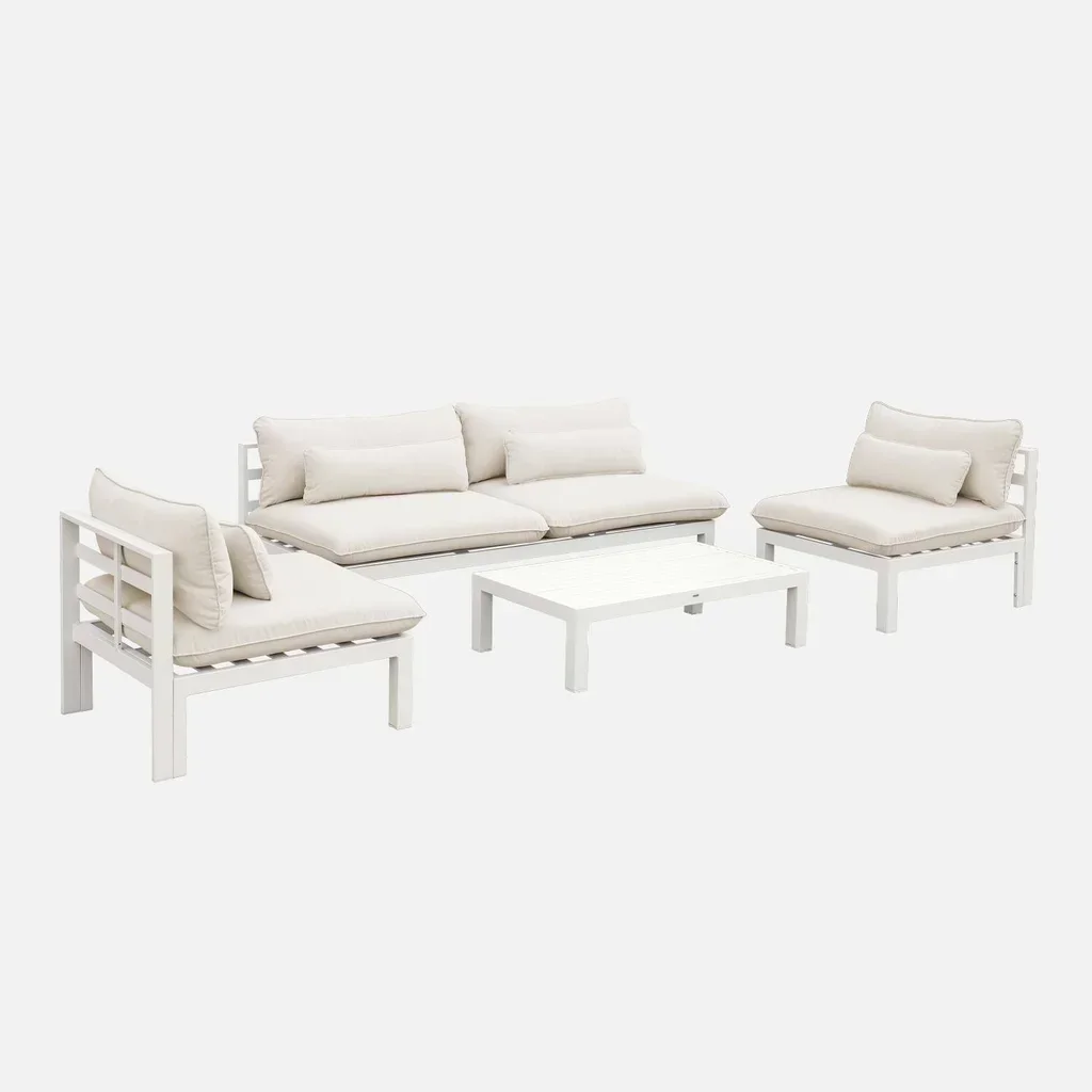Set da giardino in alluminio XXL 5 posti Rieti con cuscini confortevoli