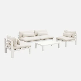 Set da giardino in alluminio XXL 5 posti Rieti con cuscini confortevoli