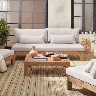 Set giardino 5 posti legno acacia FSC Bahia XXL con cuscini spessi arredo esterno