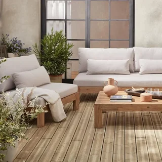 Set giardino 5 posti legno acacia FSC Bahia XXL con cuscini spessi arredo esterno