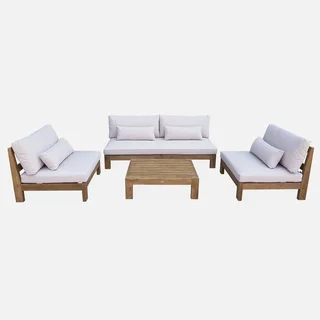 Set giardino 5 posti legno acacia FSC Bahia XXL con cuscini spessi arredo esterno