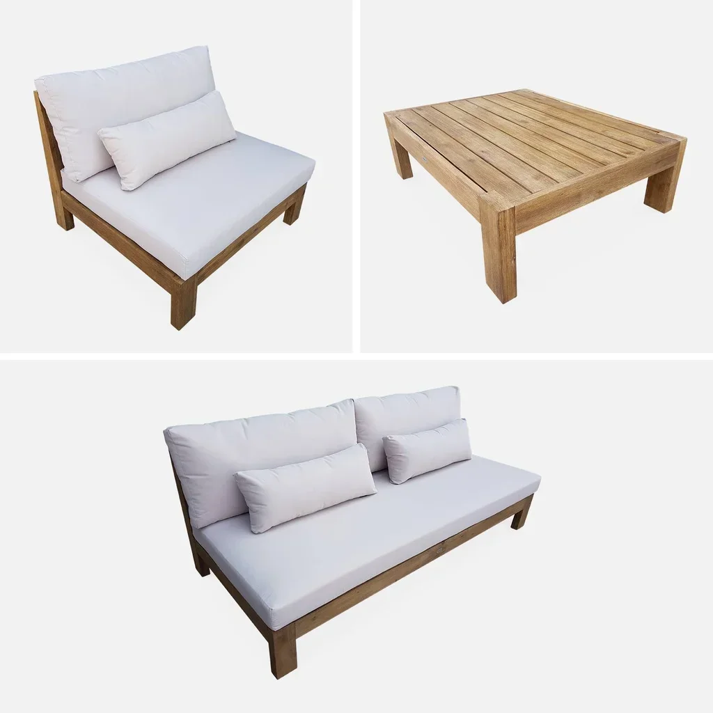 Set giardino 5 posti legno acacia FSC Bahia XXL con cuscini spessi arredo esterno
