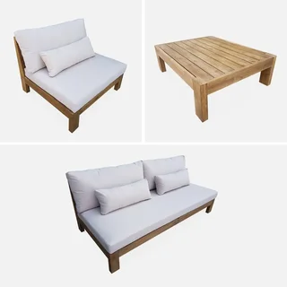 Set giardino 5 posti legno acacia FSC Bahia XXL con cuscini spessi arredo esterno