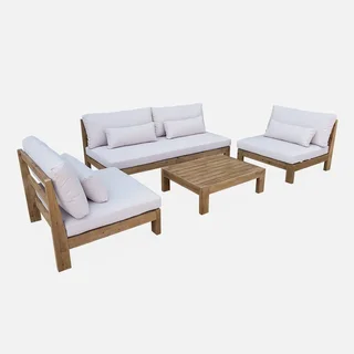 Set giardino 5 posti legno acacia FSC Bahia XXL con cuscini spessi arredo esterno