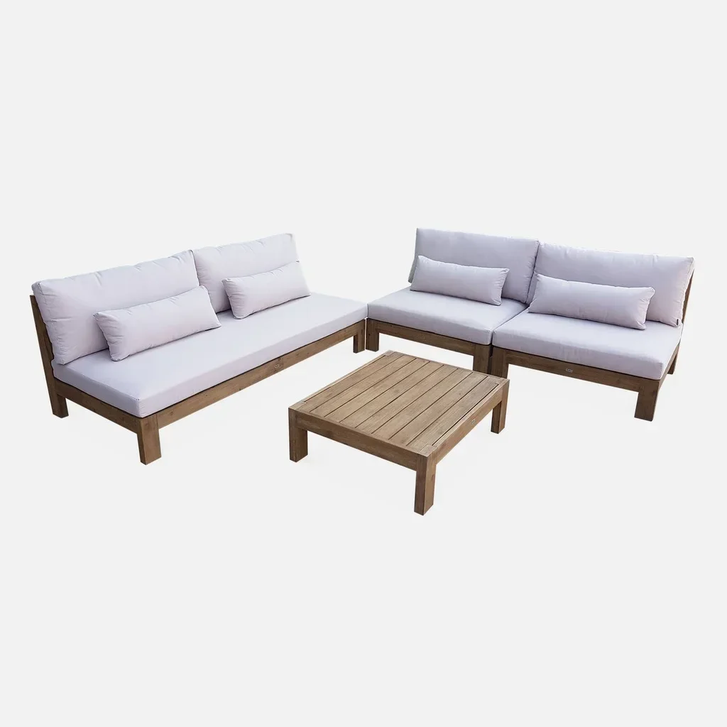 Set giardino 5 posti legno acacia FSC Bahia XXL con cuscini spessi arredo esterno