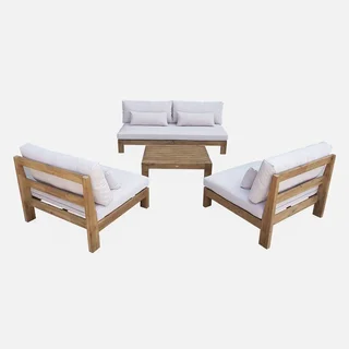 Set giardino 5 posti legno acacia FSC Bahia XXL con cuscini spessi arredo esterno