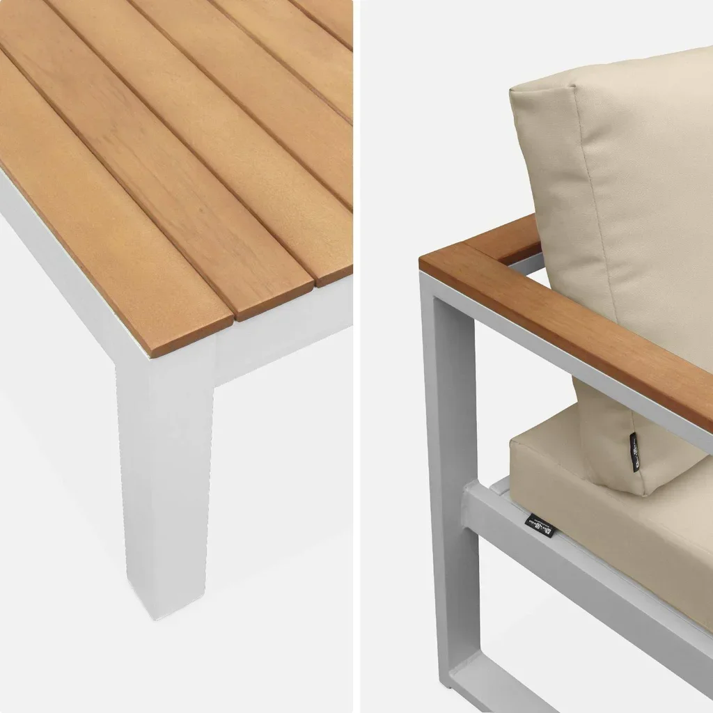 Salon de jardin 5 places eucalyptus FSC et aluminium gris anthracite Nazca