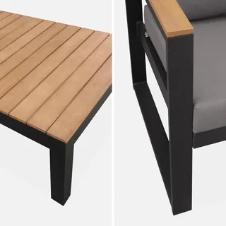 Salon de jardin 5 places eucalyptus FSC aluminium gris anthracite