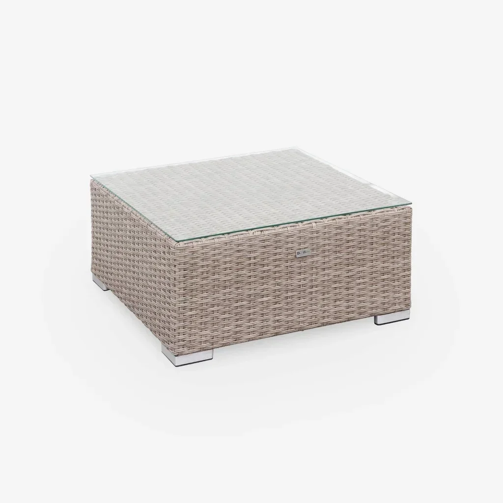 Set giardino 5 posti rattan sintetico rotondo design Vinci cuscini spessi