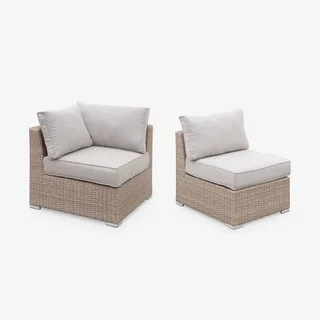 5-seater Vittoria round woven resin garden lounge set grey