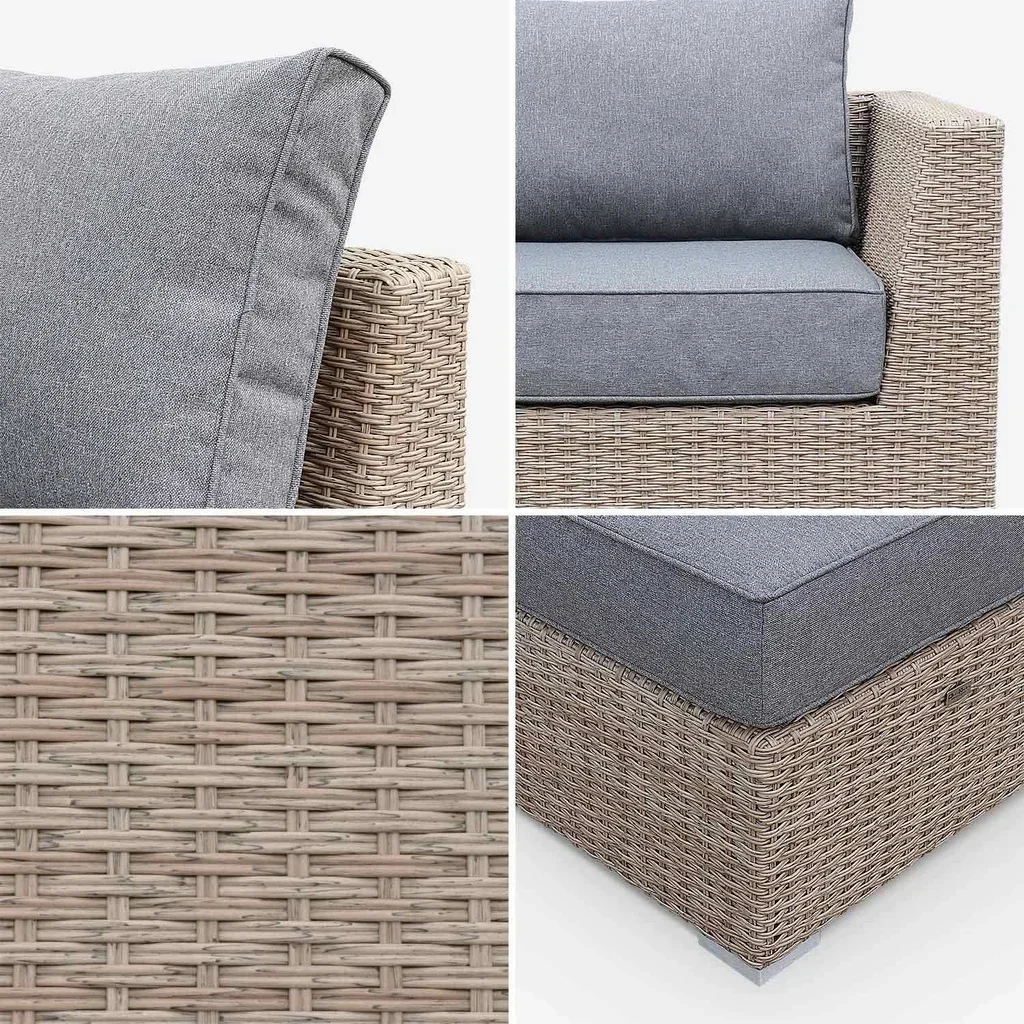 Outdoor patio furniture set Vittoria 5 seater round wicker resin contemporary design garden lounge
