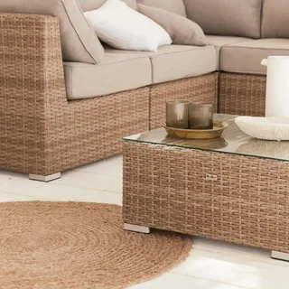 5-seater Vittoria round woven resin garden lounge set grey