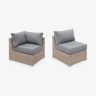 Outdoor patio furniture set Vittoria 5 seater round wicker resin contemporary design garden lounge