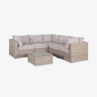 5-seater Vittoria round woven resin garden lounge set grey