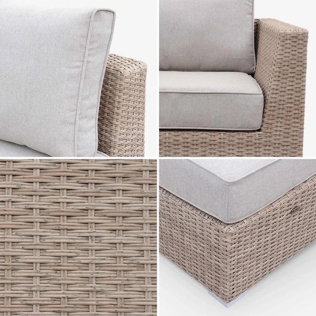 5-seater Vittoria round woven resin garden lounge set grey