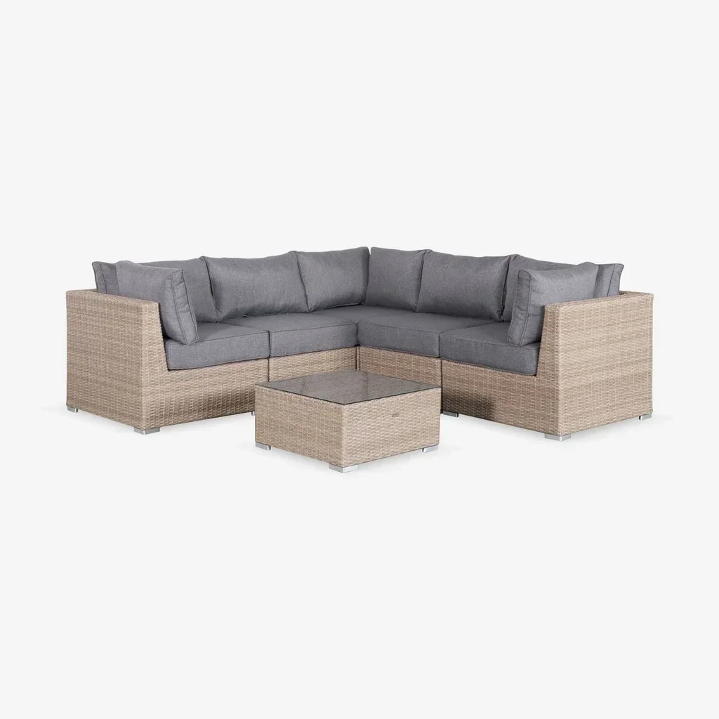 Outdoor patio furniture set Vittoria 5 seater round wicker resin contemporary design garden lounge