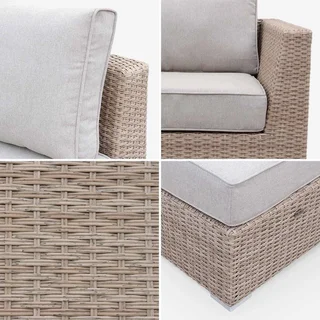 Set Giardino Vinci 5 Posti Rattan Rotondo Resina Intrecciata Alluminio Grigio Esterno