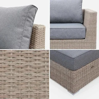 Set giardino 5 posti rattan sintetico rotondo design Vinci cuscini spessi